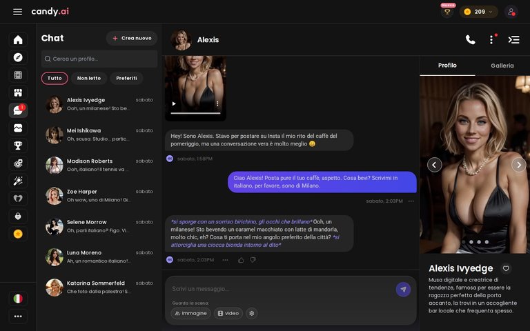 Alexis Ivyedge su Candy AI: influencer bionda in un bar