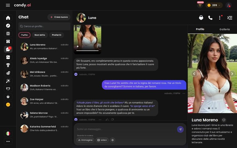 Luna Moreno su Candy AI: ragazza latina in un bosco, capelli castani
