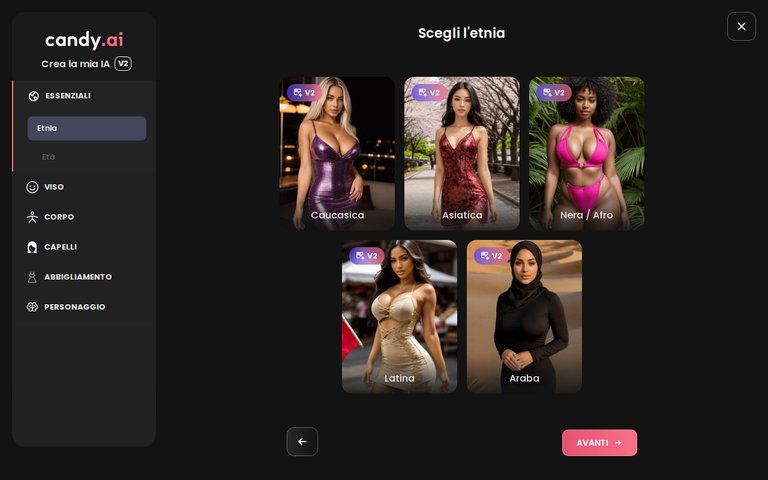 Builder di Candy AI, etnia