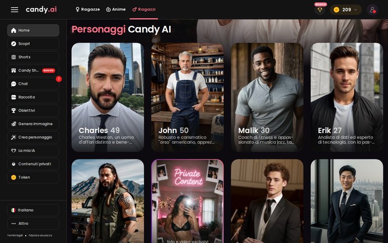 Personaggi maschili di Candy AI