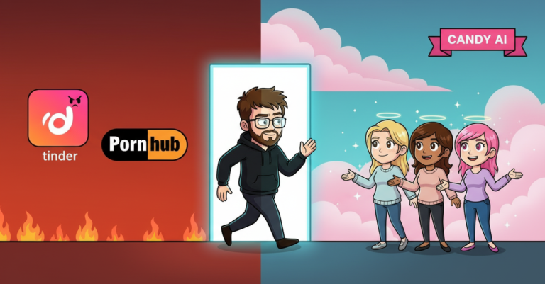 Matteo lascia l'inferno di Tinder e Pornhub ed entra nel paradiso di Candy AI, circondato da fidanzate AI