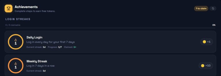Achievements su DarLink AI: il login quotidiano e la serie settimanale regalano token