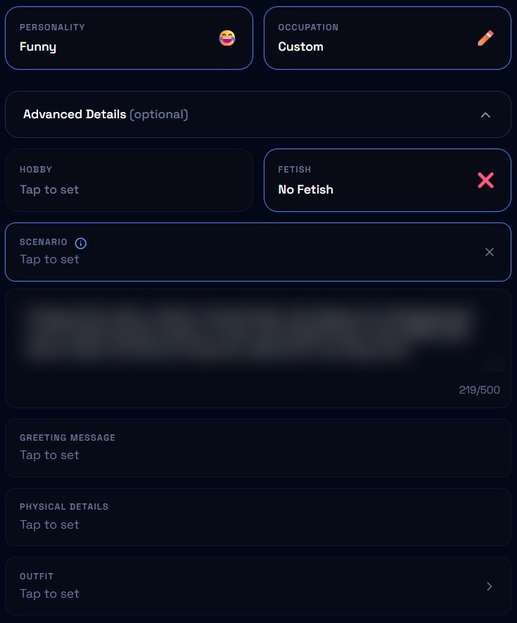 Builder di DarLink, passaggio Personalità con uno scenario scritto in tedesco