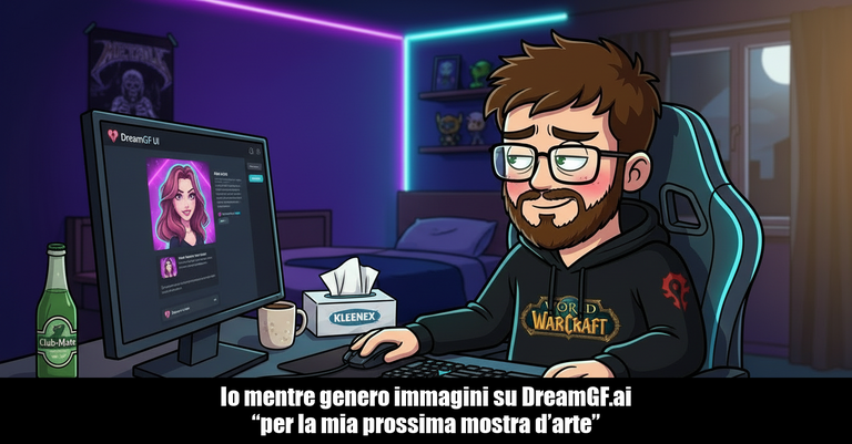 Matteo genera immagini AI su DreamGF per la sua prossima galleria d'arte