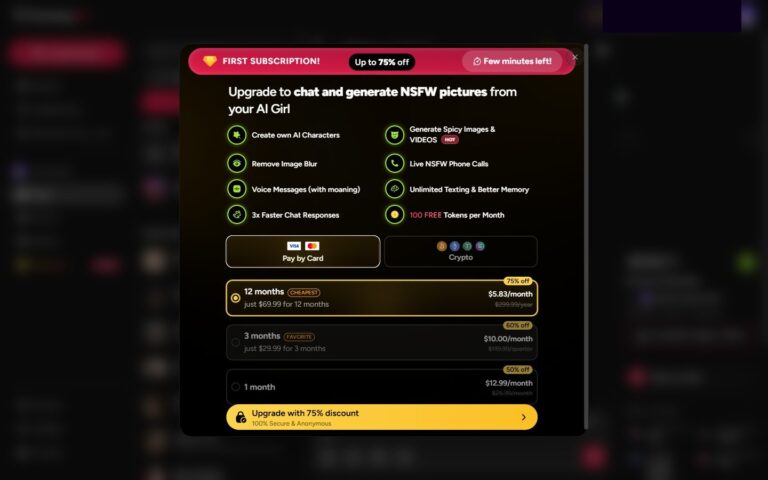 Paywall della chat di FantasyGF dopo il primo tentativo di risposta