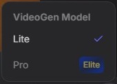 Scelta dei modelli video su GirlfriendGPT: Lite e Pro, Pro solo con Elite