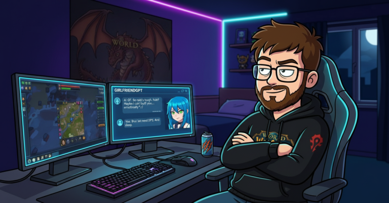 Matteo testa GirlfriendGPT sulla sua postazione da gaming