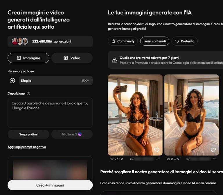 Generatore di immagini di Joi AI con due immagini di Mila in lingerie di pizzo nera