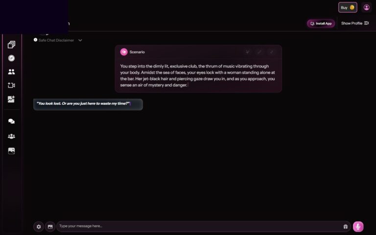 Inizio chat su Kupid AI con Raven, scenario e messaggio di apertura