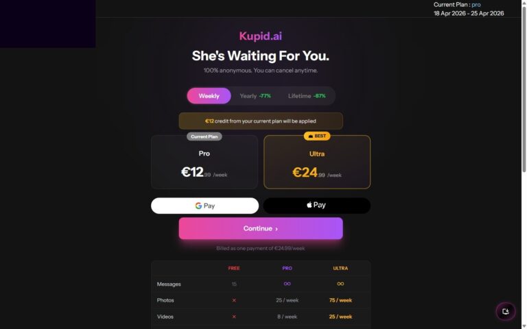 Prezzi Kupid AI Weekly Pro Ultra