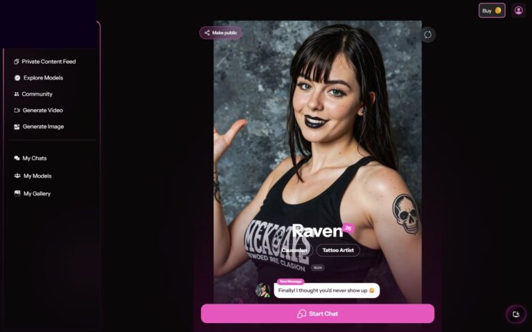 Pagina profilo di Raven su Kupid AI